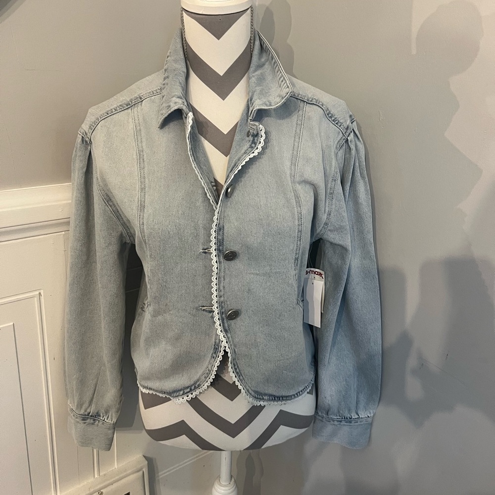 T.J.Maxx Light Blue Denim Jacket with Lace Detail